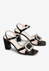 Belle Vivier 75 Metal Buckle Sandals in Patent Leather