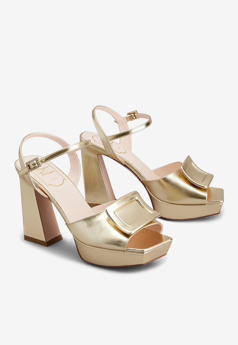 100 Platform Sandals in Metallic Nappa Leather