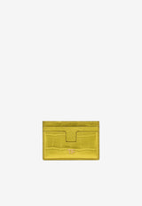 TF Cardholder in Metallic Croc Embossed Leather