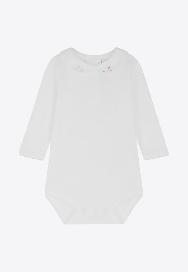 Baby Girls Cygne Embroidered-Collar Onesie