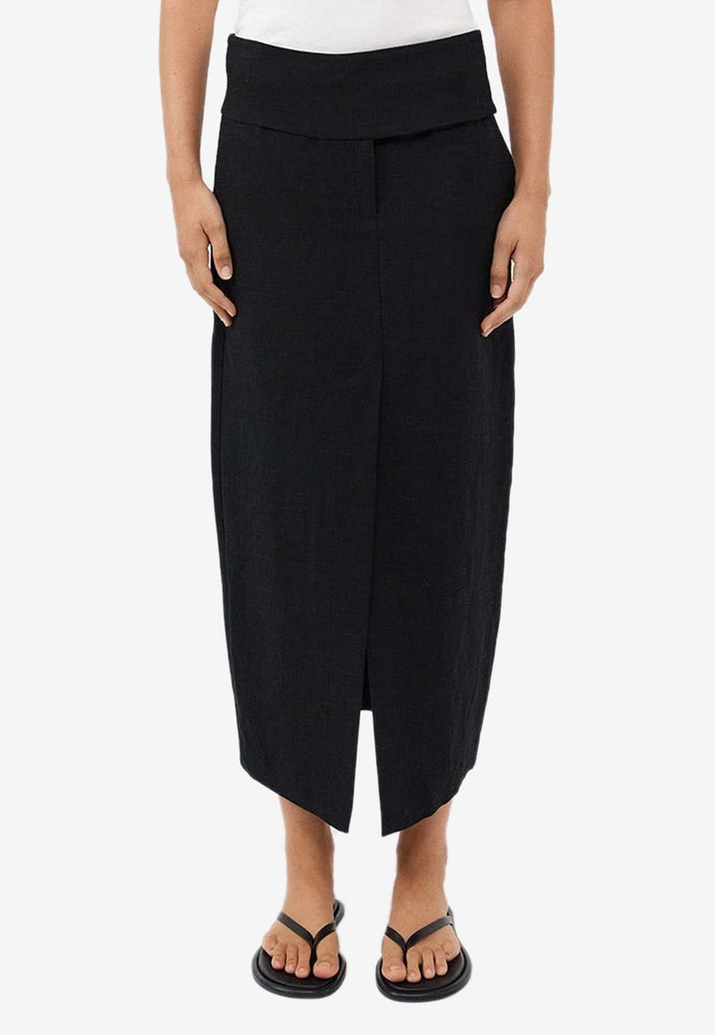 Wide Waistband Column Midi Skirt