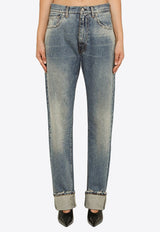 Straight-Leg Distressed Jeans