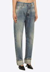 Straight-Leg Distressed Jeans