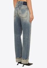 Straight-Leg Distressed Jeans