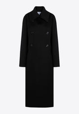 Double-Breasted Wool Blend Long Coat