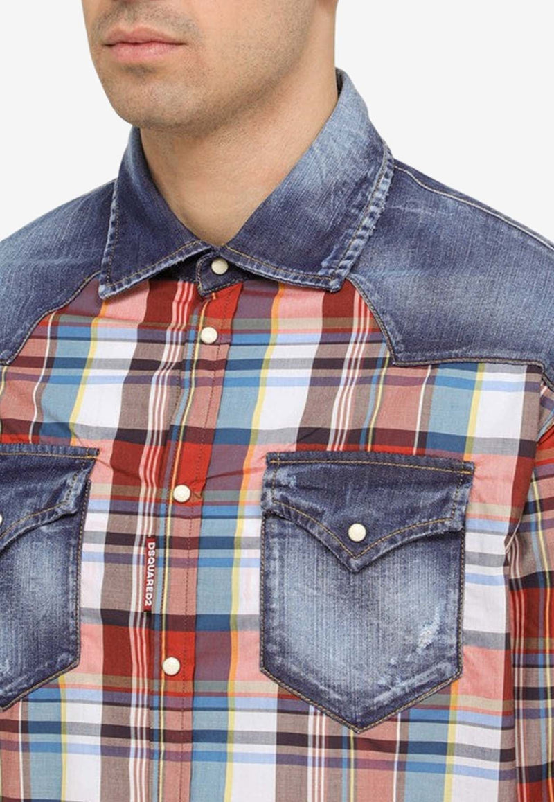 Paneled Checked Shirt