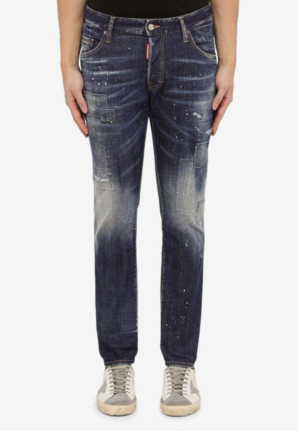 Paint-Splatter Slim Jeans