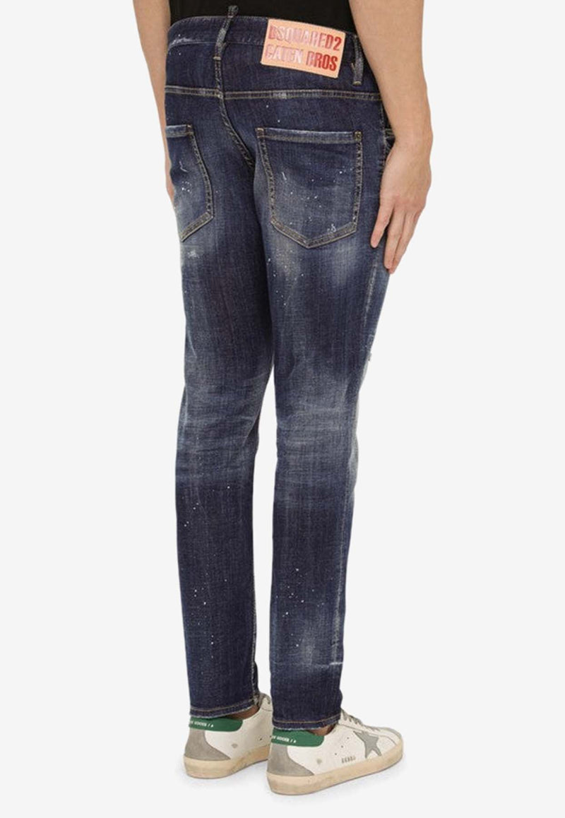 Paint-Splatter Slim Jeans
