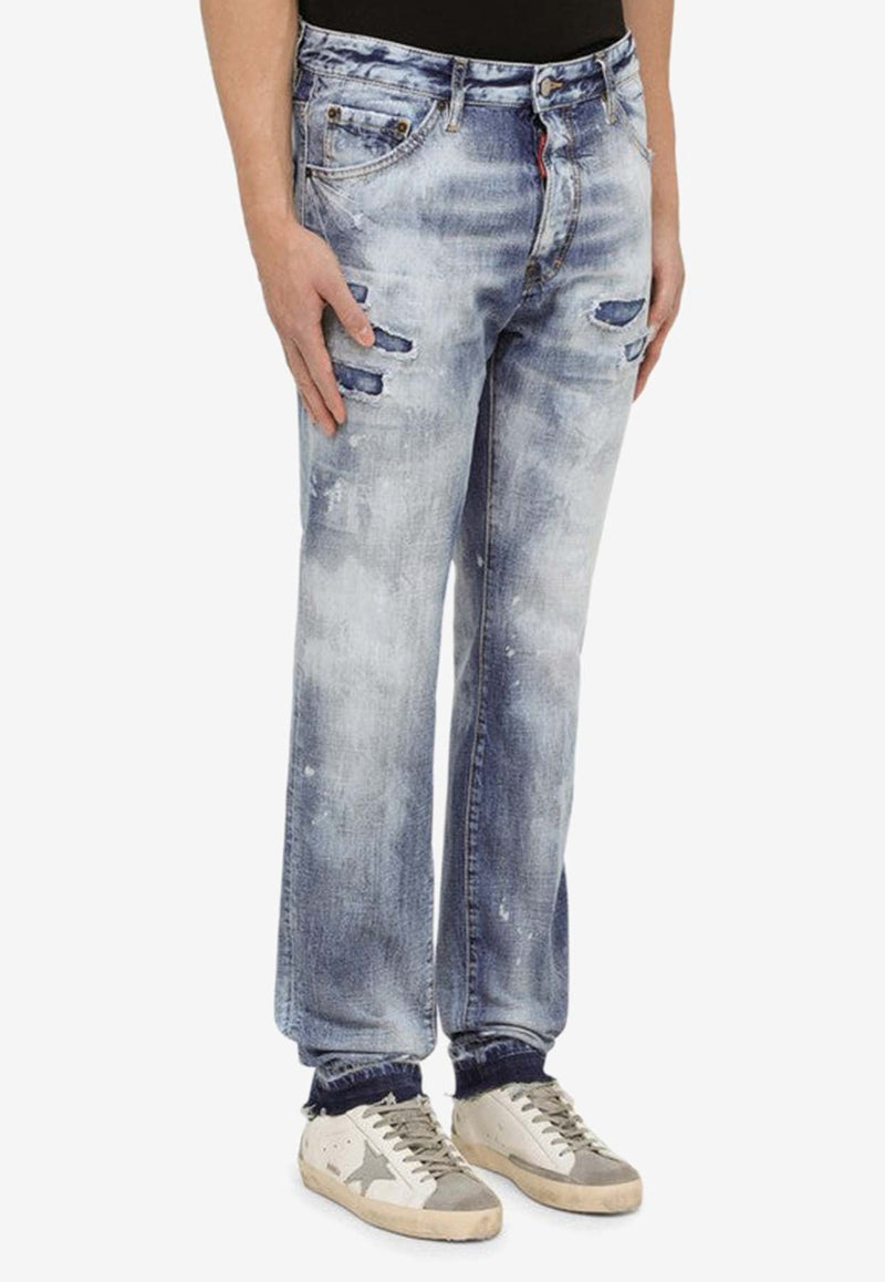 Distressed Straight-Leg Jeans