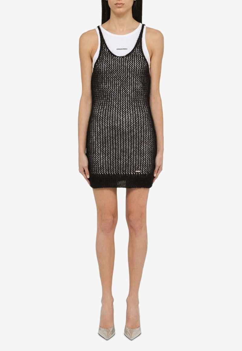 Mesh Paneled Sleeveless Mini Dress