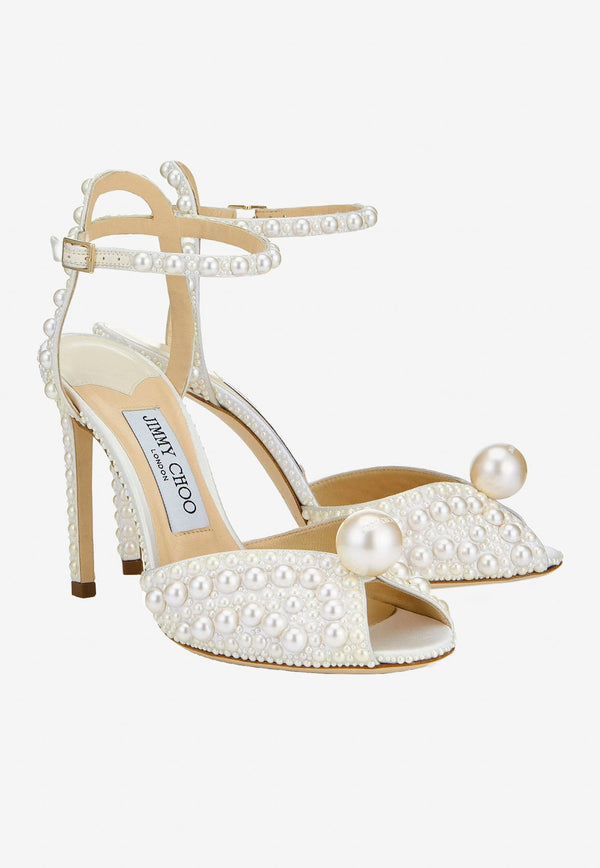 Sacora 100 Pearl-Embellished Satin Sandals