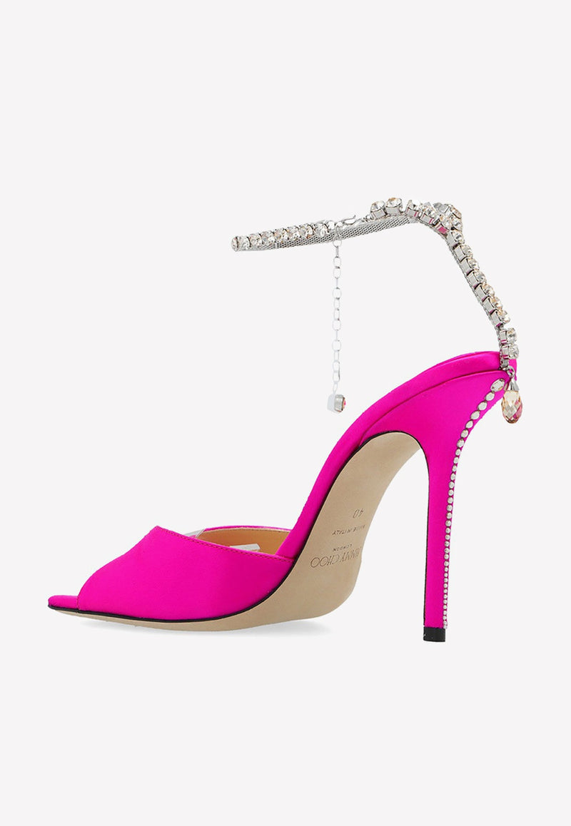 Saeda 100 Satin Sandals with Crystal Chain