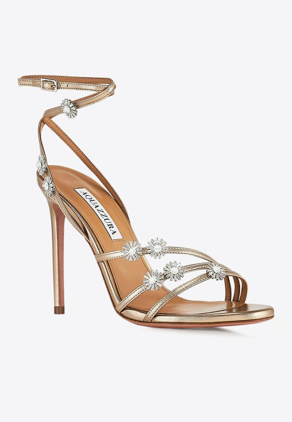 Starry Night 105 Crystal-Embellished Sandals in Metallic Leather