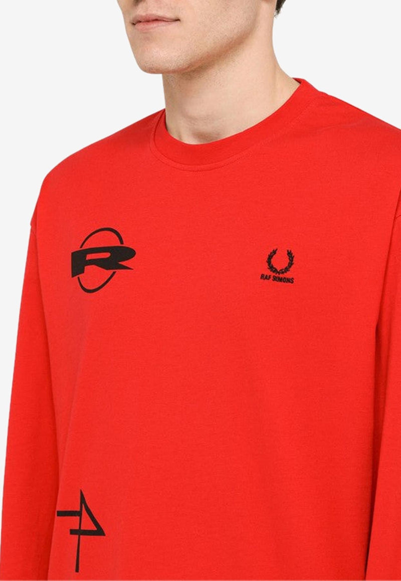X Fred Perry Logo Print Long-Sleeved T-shirt