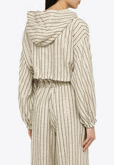 Sunne Striped Cropped Hooded Sweatshirt