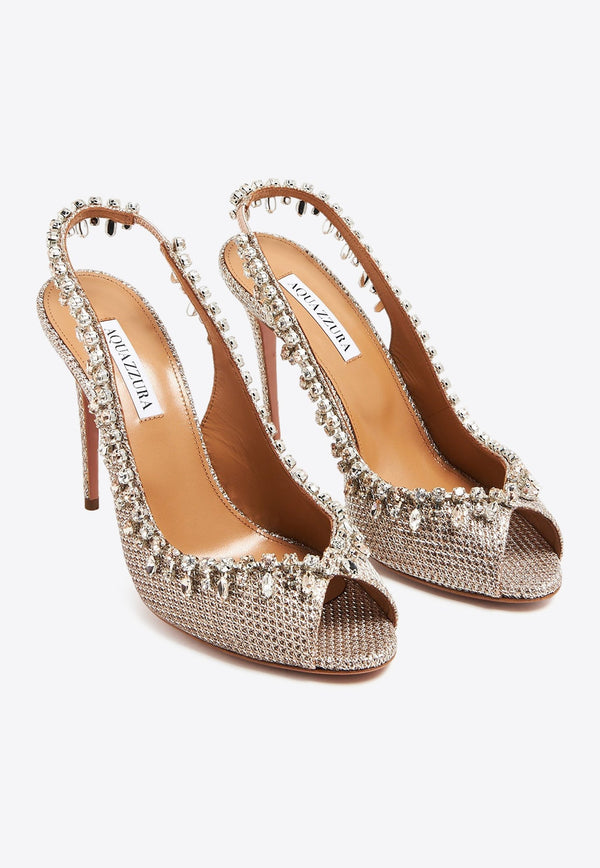 Temptation 105 Crystal-Embellished Metallic Sandals