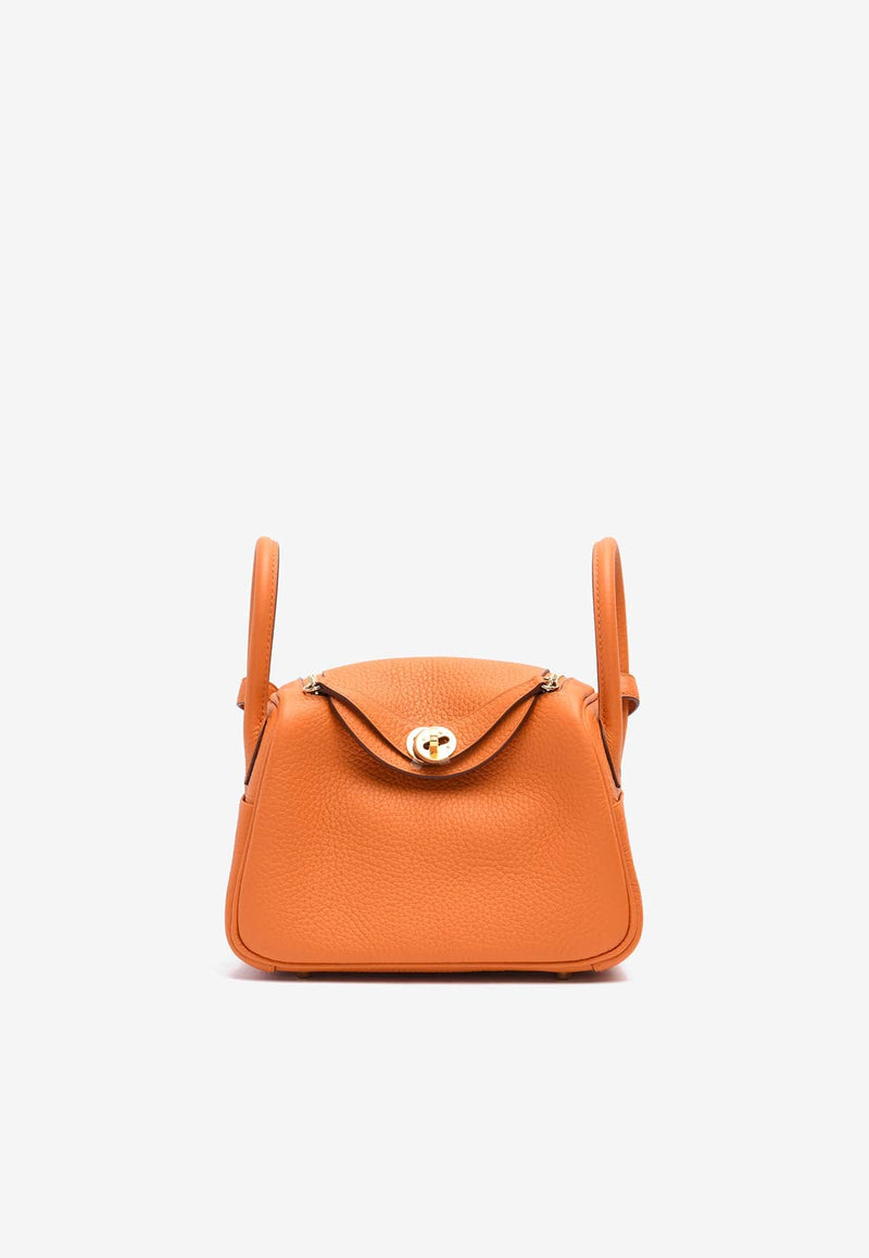 Mini Lindy 20 in Orange Clemence Leather with Gold Hardware