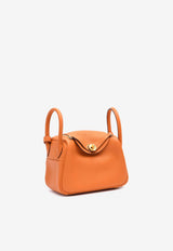 Mini Lindy 20 in Orange Clemence Leather with Gold Hardware