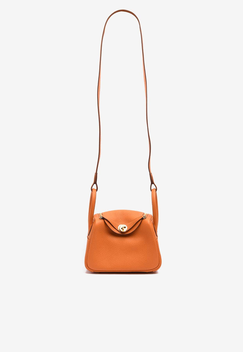 Mini Lindy 20 in Orange Clemence Leather with Gold Hardware