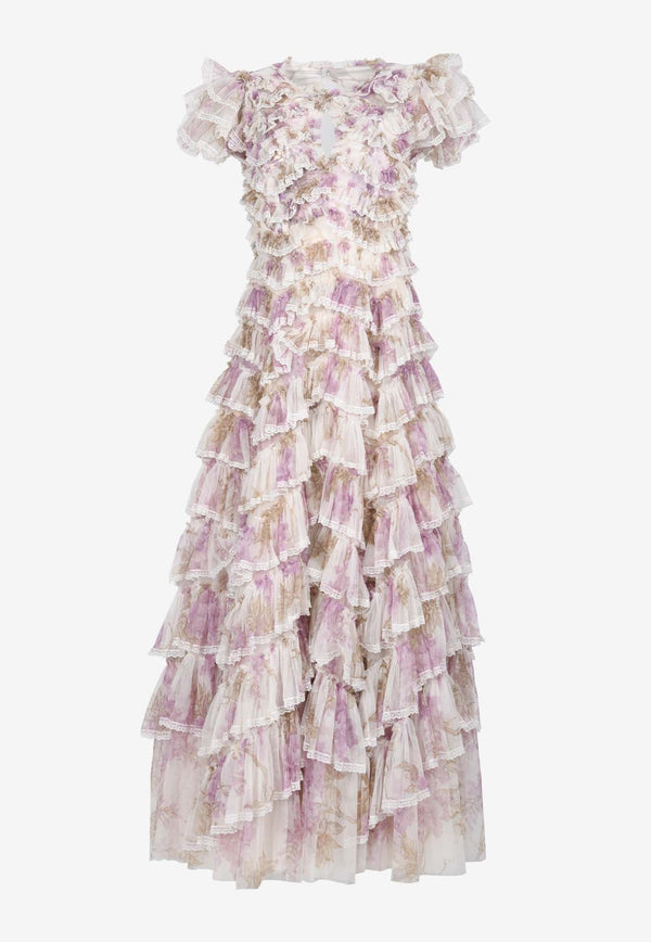 Wisteria Floral Lace Ruffled Gown