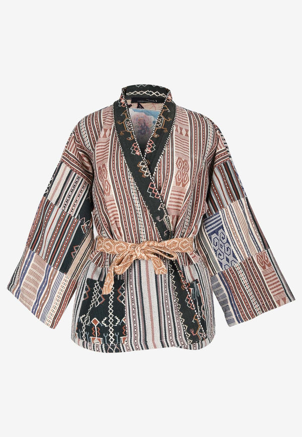 Embellished Patterned Kimono Jacket