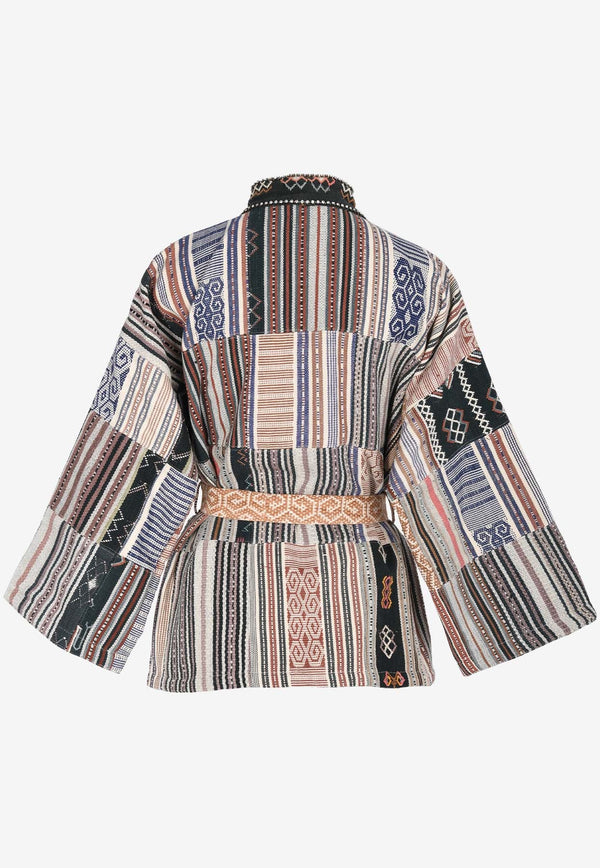 Embellished Patterned Kimono Jacket