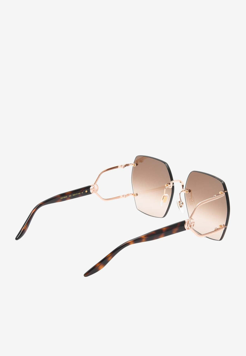 Double GG Geometric Rimless Sunglasses