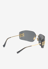 Runway Rimless Curved Sunglasses