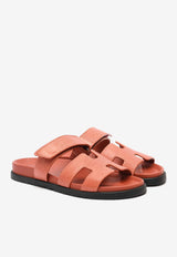 Chypre Sandals in Orange Brulee Shiny Lizard