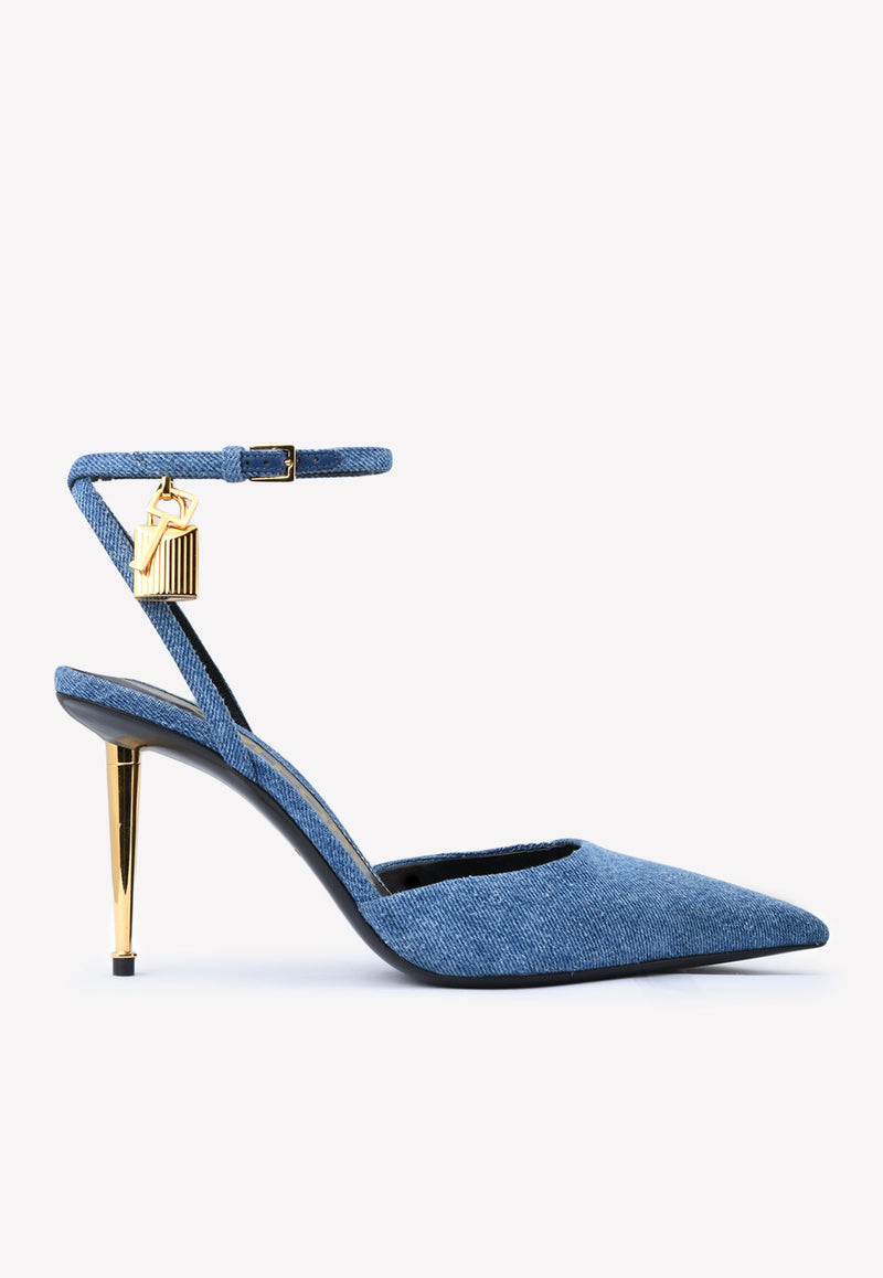 Padlock 85 Pointed Denim Pumps