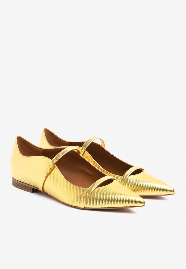 Maureen Pointed Flats in Metallic Leather