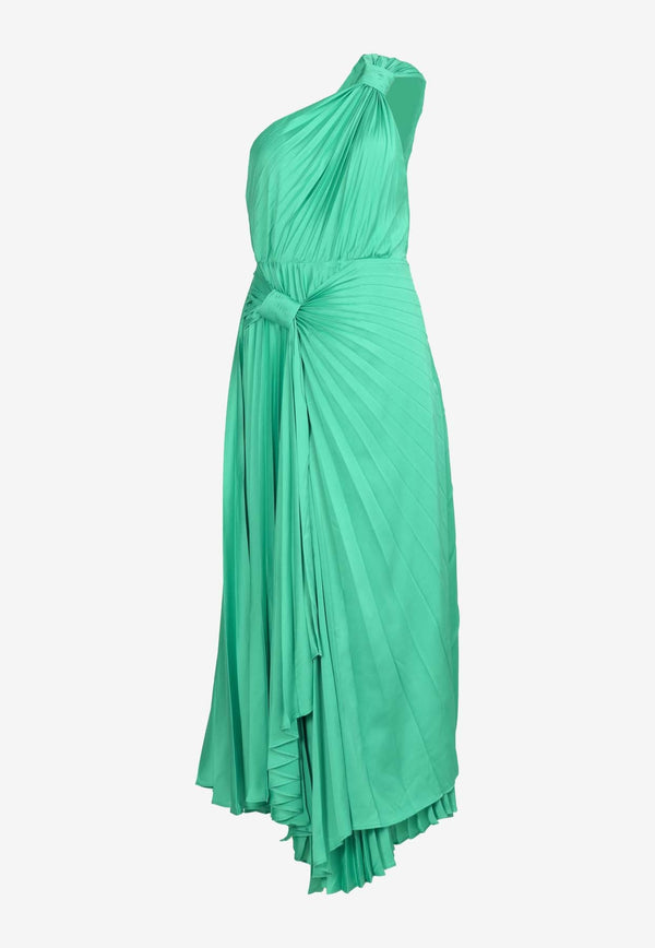 Illoura Pleated One-Shoulder Midi Dress