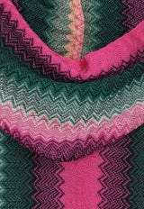 Zigzag Knit Fringed Poncho