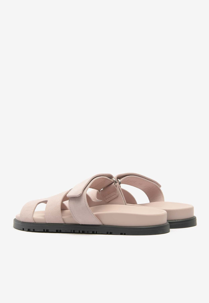 Chypre Sandals in Rose Porcelaine Suede