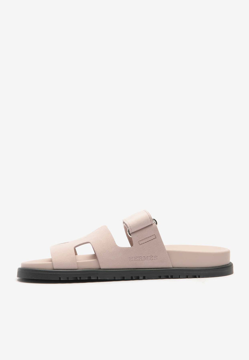 Chypre Sandals in Rose Porcelaine Suede