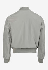 Rib-Trim Bomber Jacket with Leather Details