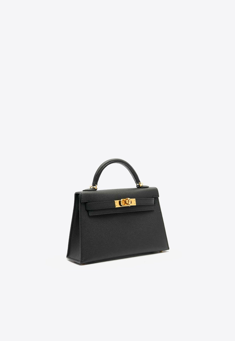 Mini Kelly 20 Sellier in Black Epsom Leather with Gold Hardware