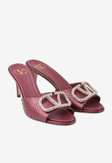 VLogo 70 Crystal Buckle Mules in Elaphe Leather