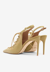 Alia 90 Pointed Pumps in Croc-Embossed Leather