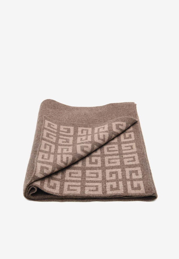 Double Face Logo Scarf in Wool and Cashmere