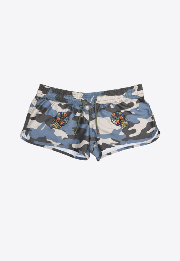 Byblos All-Over Mexican Head Swim Shorts in Camo