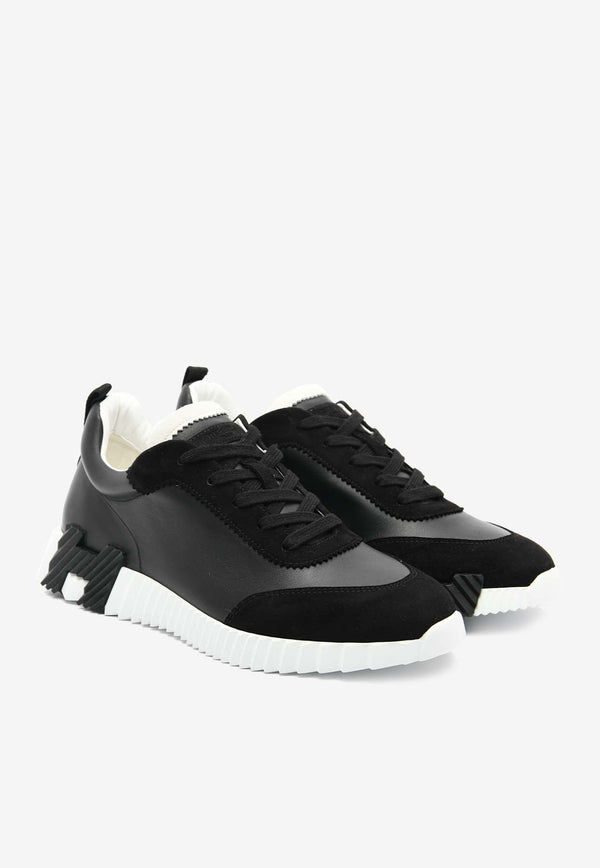 Bouncing Low-Top Sneakers in Black Calfskin and Suede