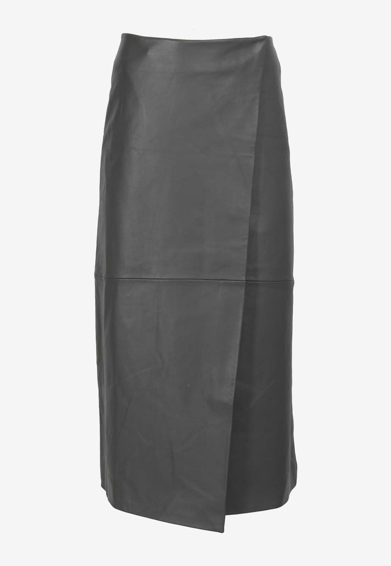 Hedi Leather Midi Skirt