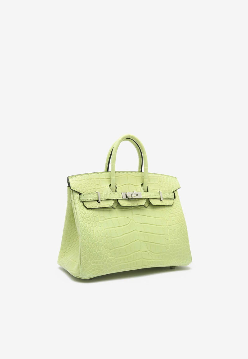 Birkin 25 in Jaune Bourgeon Matte Alligator with Palladium Hardware