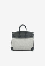 Birkin Quadrille 25 in Black Swift Leather and Ecru, Black Toile with Palladium Hardware