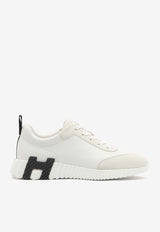 Bouncing Low-Top Sneakers in White Calfskin and Suede