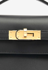 Kelly Pochette Clutch Bag in Black Swift Leather with Gold Hardware