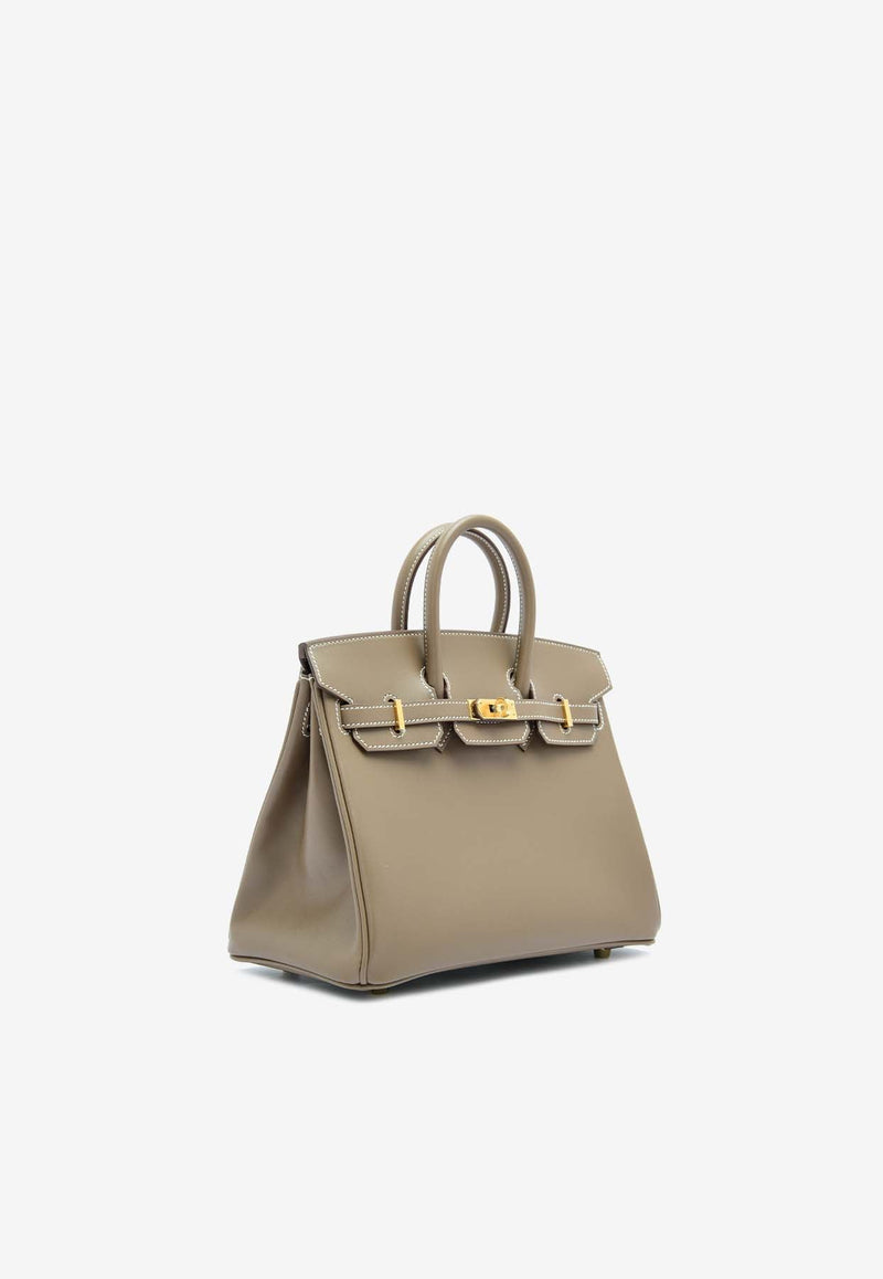 Birkin 25 in Etoupe Tadelakt Leather with Gold Hardware