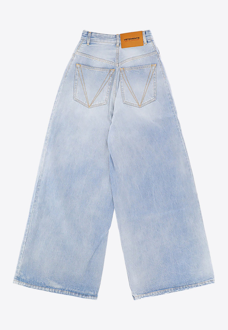 Destroyed Wide-Leg Jeans