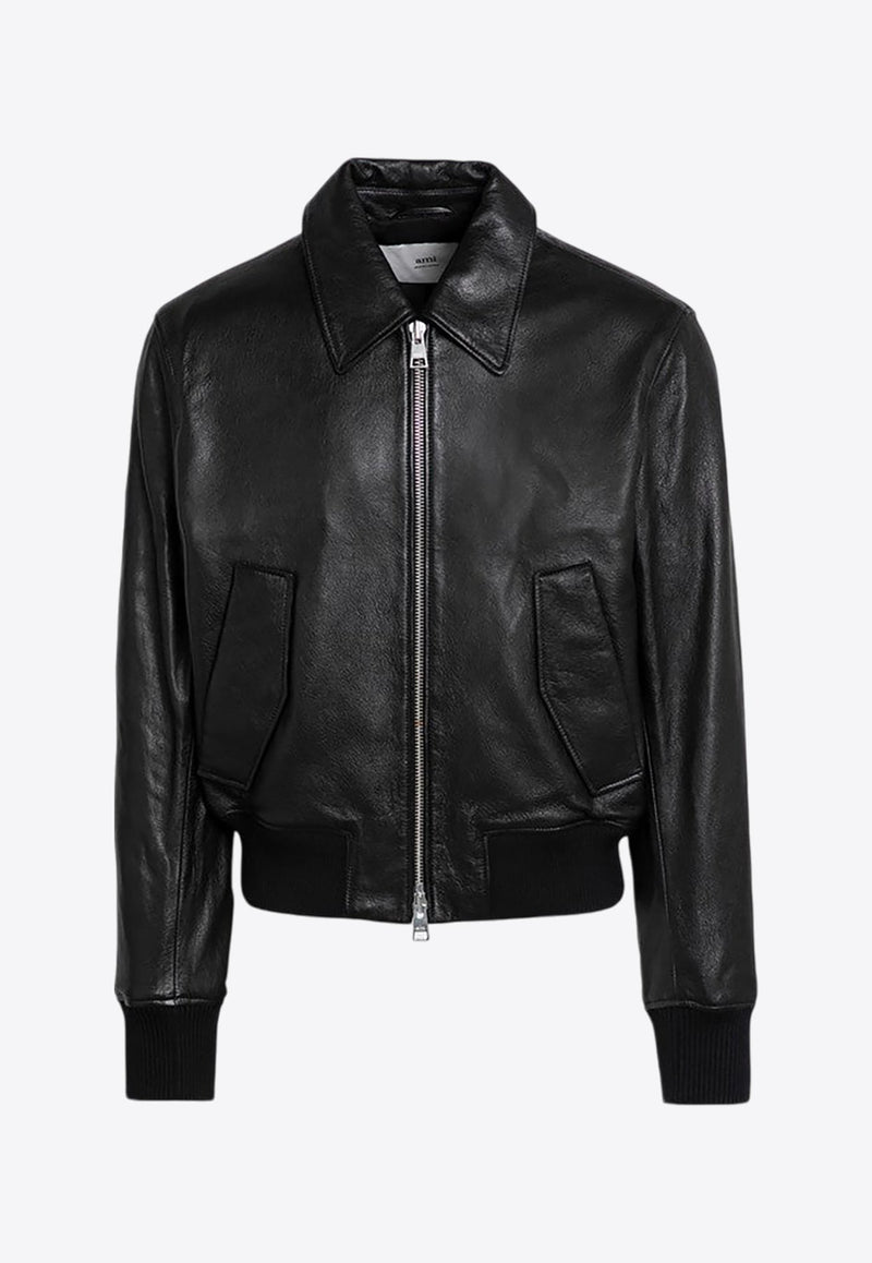 Zip-Up Leather Jacket